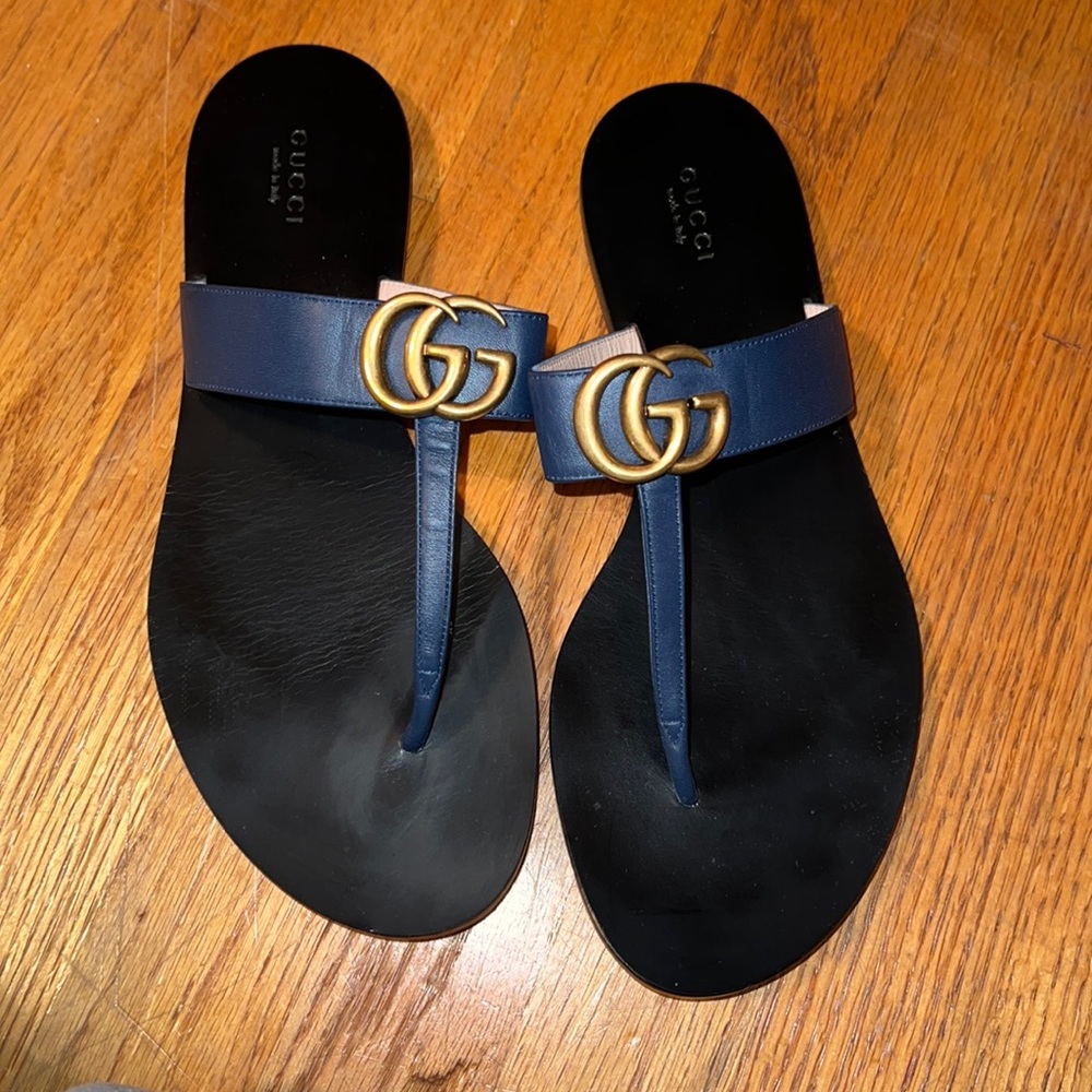 GUCCI MARMONT THONG SANDAL - Blue Ágata (Navy)